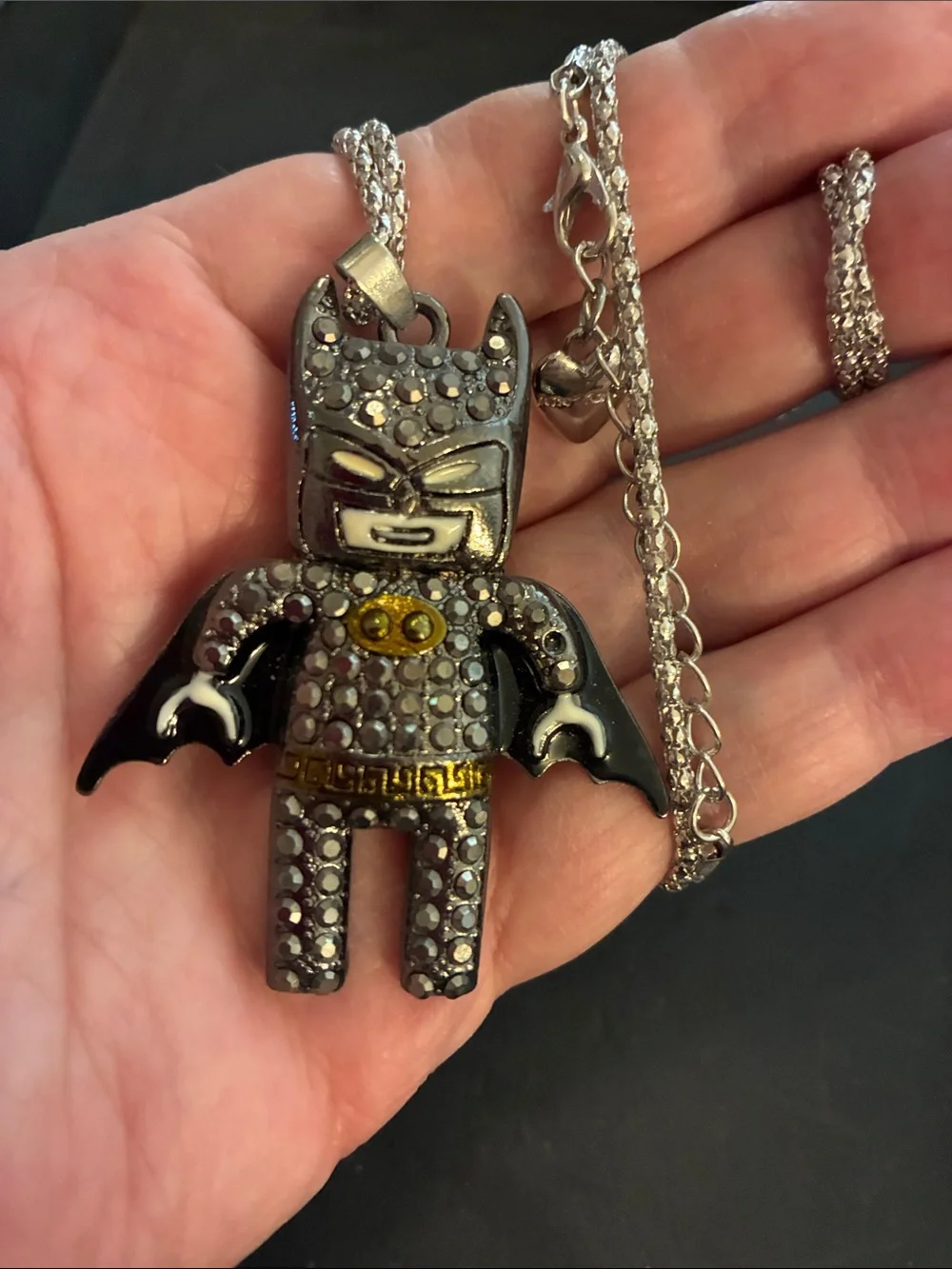 Batman Silver and Black Pendant Necklace NWOT